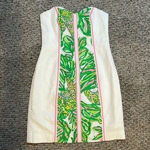 LILLY PULITZER Angela Dress Resort White Seeing Pink Elephants